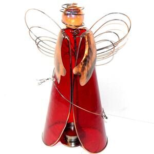 Beautiful Large Stain Glass Tea Light Candle Angel